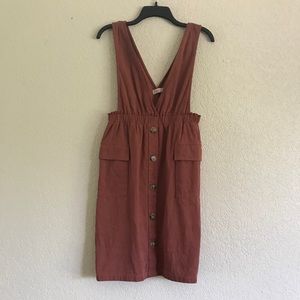 Roolee Dusty Pink Mauve Button V Neck Jumper Dress